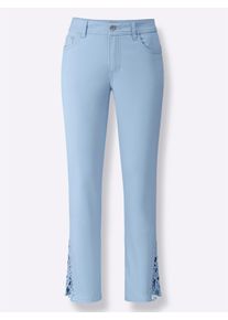 Witt Damen 7/8-Jeans mit Spitzen-Einsatz, eisblau, Größe 52, 98% Baumwolle, 2% Elasthan