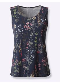 Witt Damen Shirttop seitlich geschlitzt, marine-bedruckt, Größe 38, 95% Baumwolle, 5% Elasthan