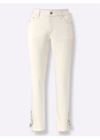 Witt Damen 7/8-Jeans mit Spitzen-Einsatz, ecru, Größe 40, 98% Baumwolle, 2% Elasthan