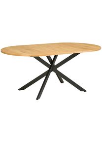 Mid.you Esstisch , Schwarz, Eichefarben , Metall, Holzwerkstoff , oval , Flachrohr , 100x75x180 cm , Esszimmer, Esstische, Esstische