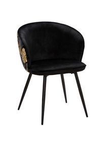 Mid.you Armlehnstuhl , Schwarz, Goldfarben , Holz, Metall, Textil , Pappel , Sperrholz , Bl&auml;tter , Rundrohr , 60x81x60 cm , Esszimmer, St&uuml;hle, Polsterst&uuml;hle