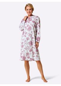 Witt Damen Nachthemd, weiß-violett-bedruckt, Größe 48/50, 100% Baumwolle