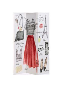 Jelmoli Paravent, wei&szlig;, bunt, B/H/T: 120 cm x 180 cm x 2,5 cm