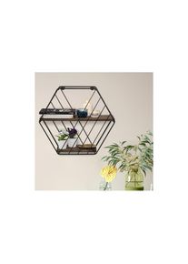 Wandregal »Liliales 44 x 40 x 15 cm, Schwarz/Walnuss« , schwarz , WOODY FASHION