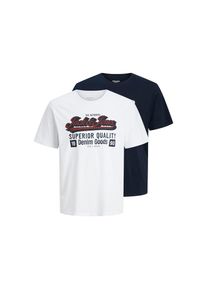 Jack & Jones Jack & Jones Junior, Herren, T-Shirt &raquo;JJELOGO TEE SS 2 COL AW25 2PK MP JNR&laquo; Packung, 2 Stk., sky captain pack:cloud dancer, 152, T-Shirt von Jack & 