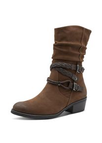 Marco Tozzi, Unisex, Marco Tozzi Cowboy Stiefelette , Blockabsatz, Kurzstiefel, Westernstiefelette mit Flecht-Zierriemchen, dunkelbraun, 39, Mit 