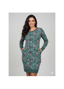 Ragwear, Unisex, Sweatkleid &raquo;MENITA FLOWERS O&laquo; Eingrifftaschen, gr&uuml;n, L (40), N-Gr, Vegan, von PETA verifiziertes Kleid von Ragwear mit seitlichen 