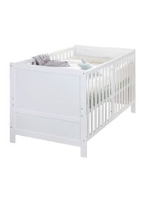 Roba Gitterbett , Weiss , Holzwerkstoff , Schichtholz , 78x78x142 cm , zum Juniorbett umbaubar, höhenverstellbar, Lattenrost inklusive, Schlupfsprossen , Baby- und Kindermöbel, Babyzimmer, Babybetten, Gitterbetten