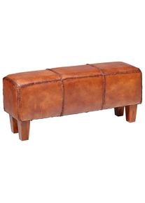 Landscape Sitzbank , Braun, Teakfarben , Holz, Leder , Echtleder , Rindleder , Teakholz , massiv , 110x45x35 cm , Esszimmer, B&auml;nke, Sitzb&auml;nke