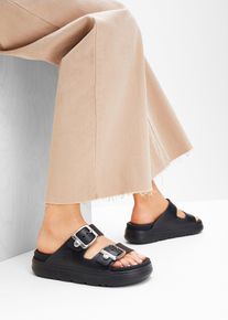 Rieker Komfort-Plateau-Pantoletten mit leichter Sohle in schwarz, Gr&ouml;sse 4 (L), bonprix