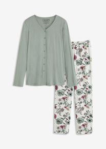 Pyjama mit Knopfleiste in grau, Gr&ouml;sse 56/58 (3XL), bonprix