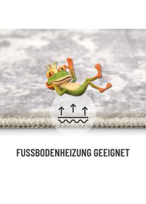 Wecon Home, Wecon Home Badematte &raquo;Samu&laquo; H&ouml;he 5 mm Marmor Design, waschbar, rutschfest, schnell trocknend, Badteppich, platin grau, Polyester, 1 Stk.