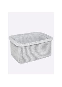 HEINE HOME, HEINE HOME Aufbewahrungsbox, silbergrau, Kunststoff, Metall, Polyester, B/H/T: 32 cm x 20 cm x 43 cm