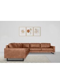 Home Affaire, Home Affaire Ecksofa &raquo;Pinto, XXL, 250/290 cm, langer Schenkel, Ottomane&laquo; Cord, Chenille, Lederoptik, mit Keder, Metallf&uuml;sse, 