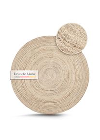 CarpetFine, CarpetFine Teppich &raquo;Nele Juteteppich Naturfaser&laquo; rund 6 mm H&ouml;he geflochtener Wendeteppich aus 100%Jute, in rund und oval, viele Gr&ouml;ssen, 