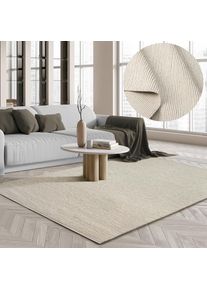 the carpet, the carpet Teppich »Premium Wool« rechteckig Wool Handweb-Teppich Naturfaser Wollteppich, creme, Wolle
