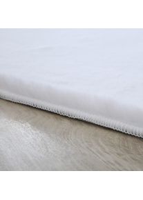 Ayyildiz Teppiche, Hochflor-Teppich &raquo;POUFFY 5100&laquo; rund 20 mm H&ouml;he L&auml;ufer, weicher glatter Softflor, Kaninchen Fell Haptik, waschbar, wei&szlig;, Polyester, 
