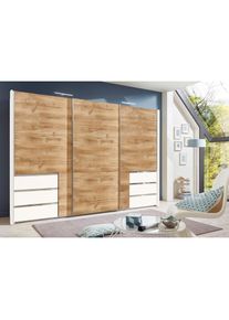 wimex, Schwebetürenschrank »Level by fresh to go«, weiß, plankeneichefarben, B/H/T: 300 cm x 236 cm x 65 cm