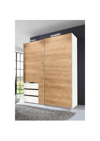 wimex, Schwebetürenschrank »Level by fresh to go«, weiß, plankeneichefarben, B/H/T: 250 cm x 236 cm x 65 cm