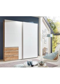 wimex, Schwebetürenschrank »Level by fresh to go«, plankeneichefarben, weiß, B/H/T: 200 cm x 216 cm x 65 cm