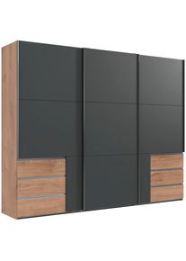 wimex, Schwebetürenschrank »Level by fresh to go«, plankeneichefarben, graphit, B/H/T: 300 cm x 236 cm x 65 cm