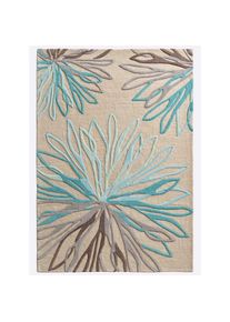 Heine Home, heine home Teppich rechteckig 17 mm Höhe, beige, türkis, Wolle, 17 mm