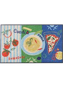 Salonloewe, Fussmatte rechteckig 7 mm Höhe, blau, grün, bedruckt, Kunstfaser, Polyamid, 7 mm