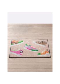 Fussmatte rechteckig 7 mm Höhe, beige, bunt, Kunstfaser, Polyamid, 7 mm