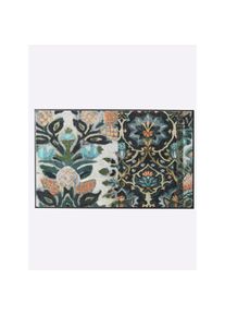 Fussmatte rechteckig 7 mm Höhe, petrol, apricot, bedruckt, Kunstfaser, Polyamid, 7 mm