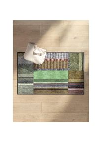 Fussmatte rechteckig 7 mm Höhe, grün, ecru, gemustert, Kunstfaser, Polyamid, 7 mm