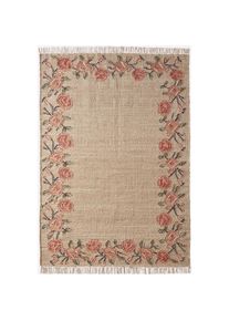 Heine Home, heine home Teppich 5 mm Höhe, natur, rot, Baumwolle, Jute, Schurwolle, Wolle, 5 mm