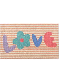 Fussmatte rechteckig 7 mm Höhe, apricot, ecru, bedruckt, Kunstfaser, Polyamid, 7 mm