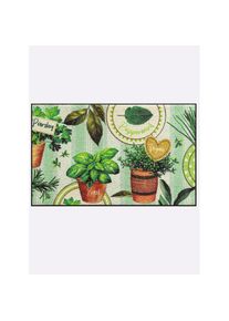 Salonloewe, Fussmatte 7 mm Höhe, grün, gemustert, Polyamid, 7 mm