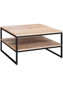 Mid.you Couchtisch , Schwarz, Eichefarben , Holz, Metall, Holzwerkstoff , Eiche , furniert , rechteckig , U-Form , 70x45x80 cm , Wohnzimmer, Wohnzimmertische, Couchtische, Couchtische Metall