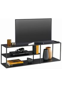 CARRYHOME Tv-Element , Schwarz , Metall , 1 F&auml;cher , 140x45x35 cm , Baby- und Kinderm&ouml;bel, Kinderzimmer & Jugendzimmer, Phonom&ouml;bel