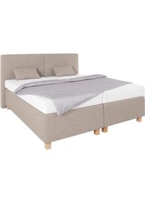 Boxspringbett mit Zierkissen , beige , Westfalia Schlafkomfort