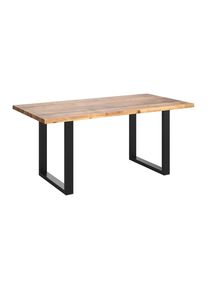 Ambia Garden Gartentisch , Schwarz, Akaziefarben , Holz, Metall , Akazie , vollmassiv , rechteckig , U-Form , 80x76x140 cm , FSC , Gartenm&ouml;bel, Gartentische, Gartentische