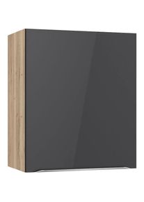 Kochstation, KOCHSTATION H&auml;ngeschrank &raquo;KS-Aken&laquo;, anthrazit hochglanz, wildeiche nachbildung, B/H/T: 60 cm x 70,4 cm x 34,6 cm
