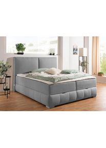 Goodproduct, GOODproduct Boxbett »Wehma« in H2, H3 & H4 wählbar, inklusive Topper, grau, Struktur Bonnell-Federkernmatratze