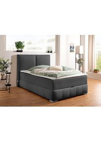Goodproduct, GOODproduct Boxbett »Wehma« in H2, H3 & H4 wählbar, inklusive Topper, anthrazit, Struktur Bonnell-Federkernmatratze