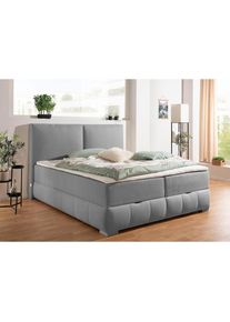 Goodproduct, GOODproduct Boxbett »Wehma« in H2, H3 & H4 wählbar, inklusive Topper, grau, Struktur 7-Zonen-Taschen-Federkernmatratze