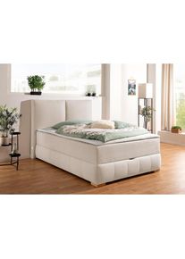 Goodproduct, GOODproduct Boxbett »Wehma« in H2, H3 & H4 wählbar, inklusive Topper, beige, Struktur Bonnell-Federkernmatratze