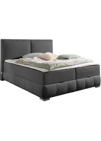 Goodproduct, GOODproduct Boxbett »Wehma« in H2, H3 & H4 wählbar, inklusive Topper, anthrazit, Struktur 7-Zonen-Taschen-Federkernmatratze