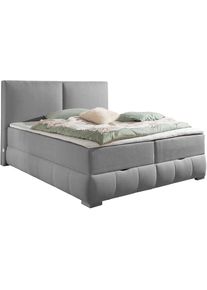 Goodproduct, GOODproduct Boxbett »Wehma« in H2, H3 & H4 wählbar, inklusive Topper, grau, Struktur 7-Zonen-Taschen-Federkernmatratze