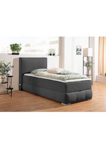 Goodproduct, GOODproduct Boxbett »Wehma« in H2, H3 & H4 wählbar, inklusive Topper, anthrazit, Struktur Bonnell-Federkernmatratze