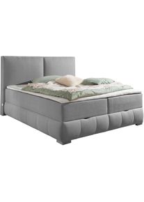 Goodproduct, GOODproduct Boxbett »Wehma« in H2, H3 & H4 wählbar, inklusive Topper, grau, Struktur 7-Zonen-Taschen-Federkernmatratze