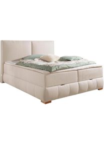 Goodproduct, GOODproduct Boxbett »Wehma« in H2, H3 & H4 wählbar, inklusive Topper, beige, Struktur 7-Zonen-Taschen-Federkernmatratze