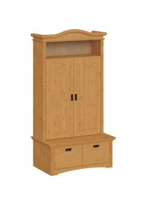 Goodproduct, GOODproduct Wäscheschrank »Konrad, mit Bank, Garderobenschrank, Schubladen, Massivholz« H/B/T mit Bank ca. 206/110,5/70 cm, viel Stauraum