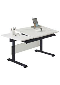 Paidi Jugendschreibtisch , Schwarz, Weiss , Metall, Holzwerkstoff , rechteckig , Kufe , 70x53-79x130 cm , Blauer Engel, Goldenes M , h&ouml;henverstellbar , B&uuml;rom&ouml;bel, Schreibtische, Kinder- & Jugendschreibtische