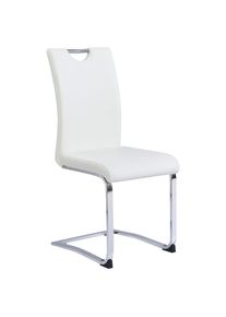 CARRYHOME Schwingstuhl , Weiss, Chromfarben , Metall, Textil , Flachrohr , 42x97x55 cm , Esszimmer, St&uuml;hle, Schwingst&uuml;hle